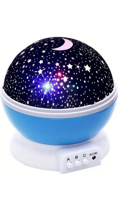 Veilleuse projecteur ciel &eacute;toil&eacute; USB 12 couleurs rotation 360&deg; ambiance magique pour chambre et f&ecirc;tes - Bleu