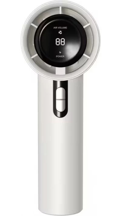Ventilateur de poche turbo haute vitesse 100 niveaux de réglage portable rechargeable 1800 mAh pour voyage extérieur et bureau - Blanc