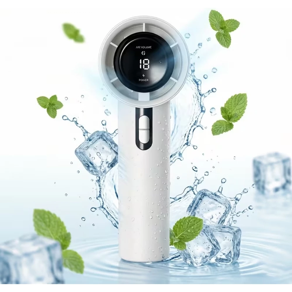 Turbo Taschenventilator mit hoher Geschwindigkeit 100 Geschwindigkeitsstufen tragbar wiederaufladbar 1800 mAh für Reisen Outdoor und Büro - Weiss