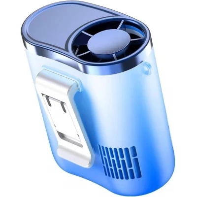 Ventilateur portable &agrave; clip rechargeable USB 3000 mAh 100 vitesses r&eacute;glables avec affichage num&eacute;rique - Bleu