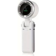 Ultraschwequiet Faltbarer Tragbarer USB Ventilator 5 Geschwindigkeiten 3600mAh Akku 10h Laufzeit - Weiss
