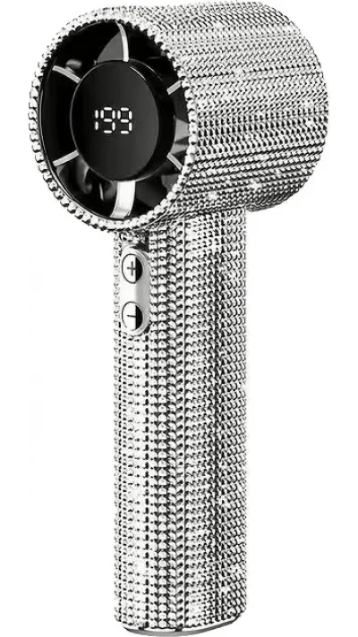 Strass-Pailletten Turbofan Tragbarer Ventilator (USB-C, 3 Geschwindigkeiten) - Silber