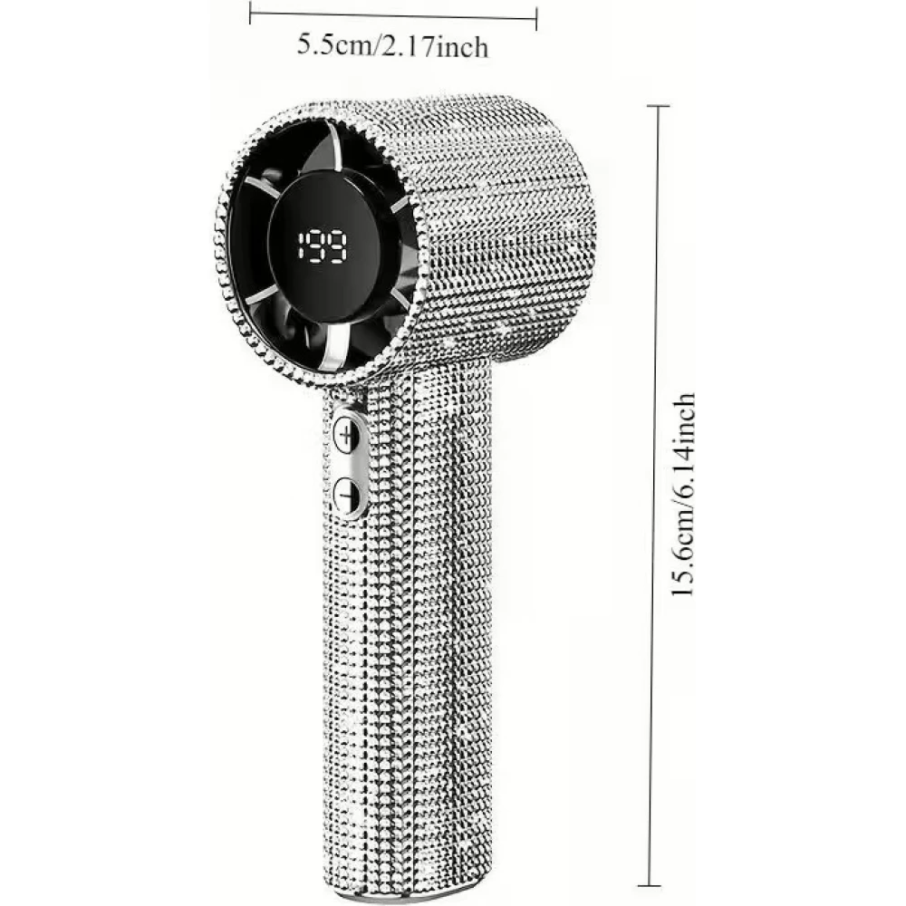 Strass-Pailletten Turbofan Tragbarer Ventilator (USB-C, 3 Geschwindigkeiten) - Silber