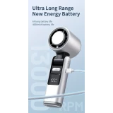 Ventilateur puissant à 4 vitesses portable rechargeable pliable avec batterie 4000mAh affichage digital - Blanc