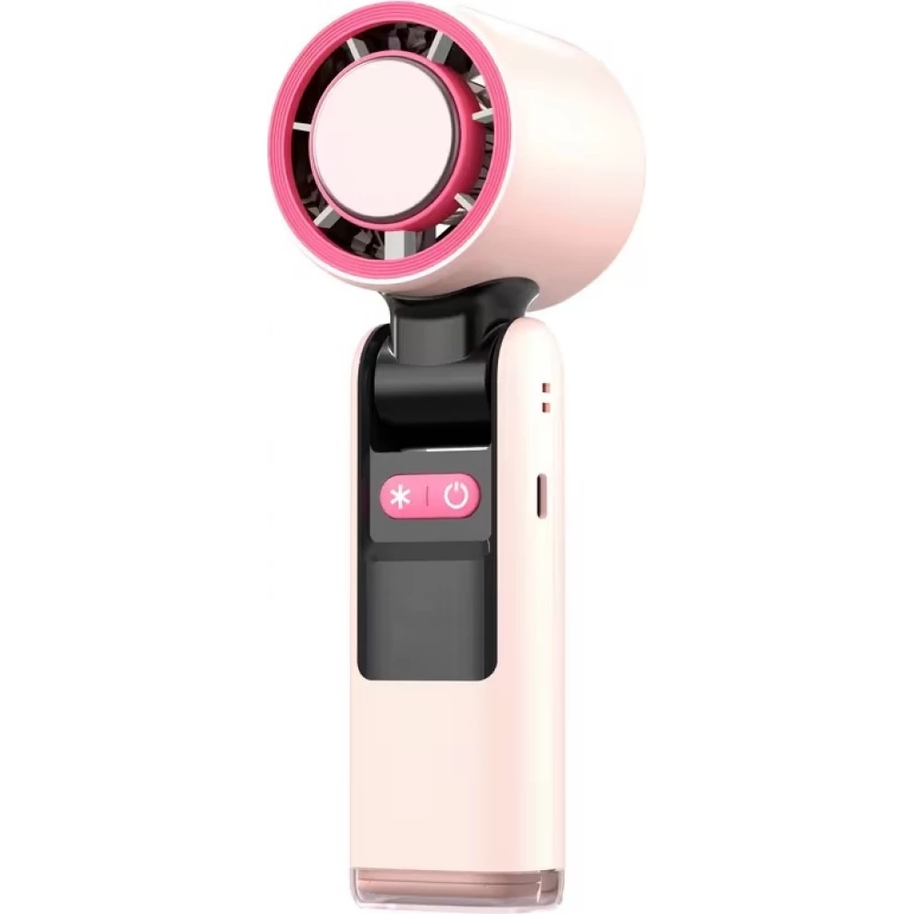Ventilateur puissant à 4 vitesses portable rechargeable pliable avec batterie 4000mAh affichage digital - Rose