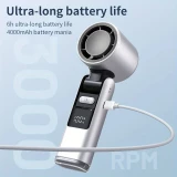 Ventilateur puissant à 4 vitesses portable rechargeable pliable avec batterie 4000mAh affichage digital - Rose