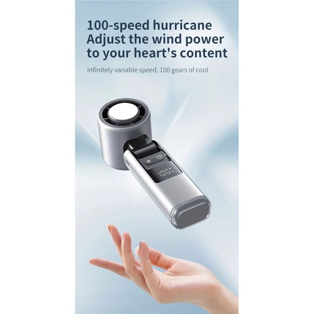 Ventilateur puissant à 4 vitesses portable rechargeable pliable avec batterie 4000mAh affichage digital - Rose