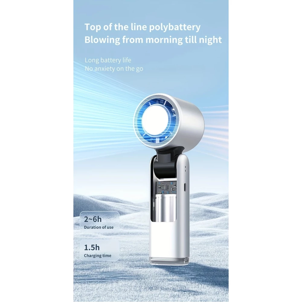 Ventilateur puissant à 4 vitesses portable rechargeable pliable avec batterie 4000mAh affichage digital - Rose