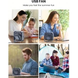 360° USB Ventilator tragbar leise 3 Geschwindigkeiten Design - Grau