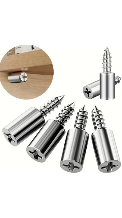 Vis &agrave; bois supports d'&eacute;tag&egrave;re 2 en 1 (lot de 30 pi&egrave;ces) - Argent