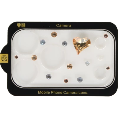 3D Luxus Kamera Schutzglas mit glitzerndem Diamant-Herz Regenbogen-Effekt - Rosa gold - iPhone 17 Pro Max