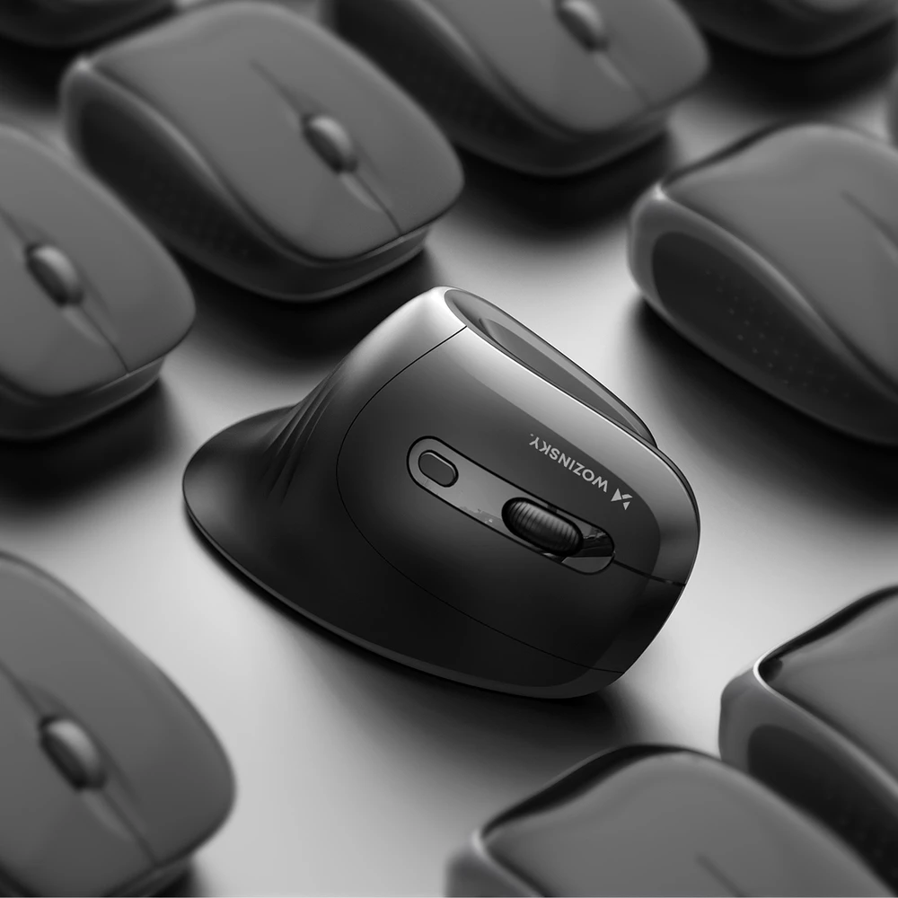 Wozinsky 3600 DPI WWM-1076 souris ergonomique verticale Bluetooth - Noir