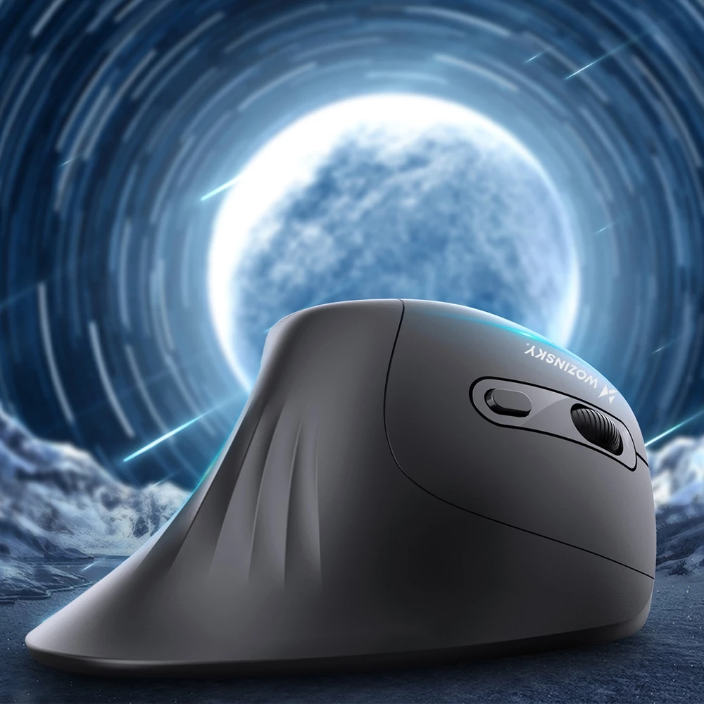 Wozinsky 3600 DPI WWM-1076 souris ergonomique verticale Bluetooth - Noir
