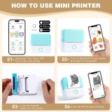X6 Mini imprimante portable thermique Bluetooth sans encre avec papier et autocollants - Bleu