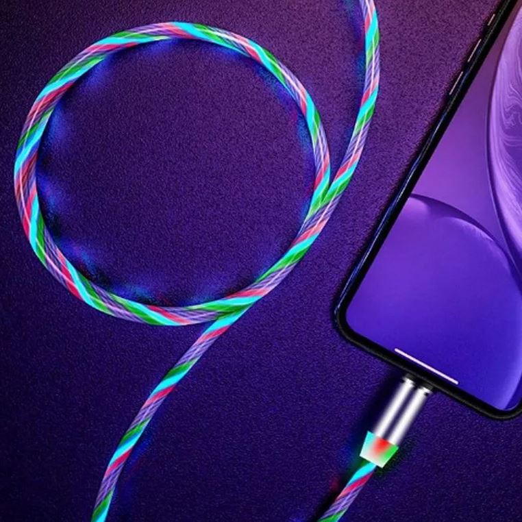 Câble de chargement USB 3 en 1 avec lumière LED et embouts de chargement  magnétiques - Bleu - Acheter sur PhoneLook