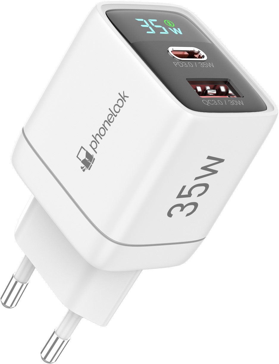Ladestecker USB-A und USB-C GaN/PD3.0 35W mit LED Anzeige Ultra ...