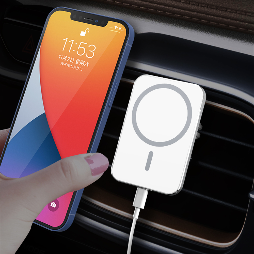 Chargeur magnétique sans fil pour voiture 15W pour Apple MagSafe Noir