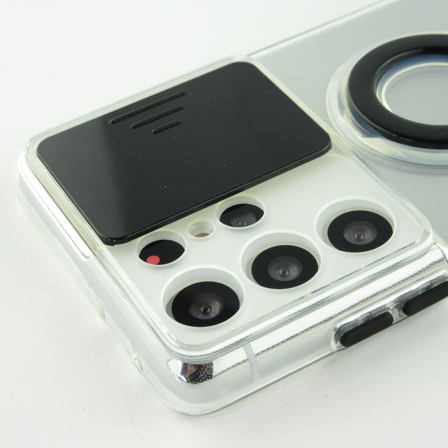 Coque Samsung Galaxy S22 Ultra Caméra clapet avec anneau Noir