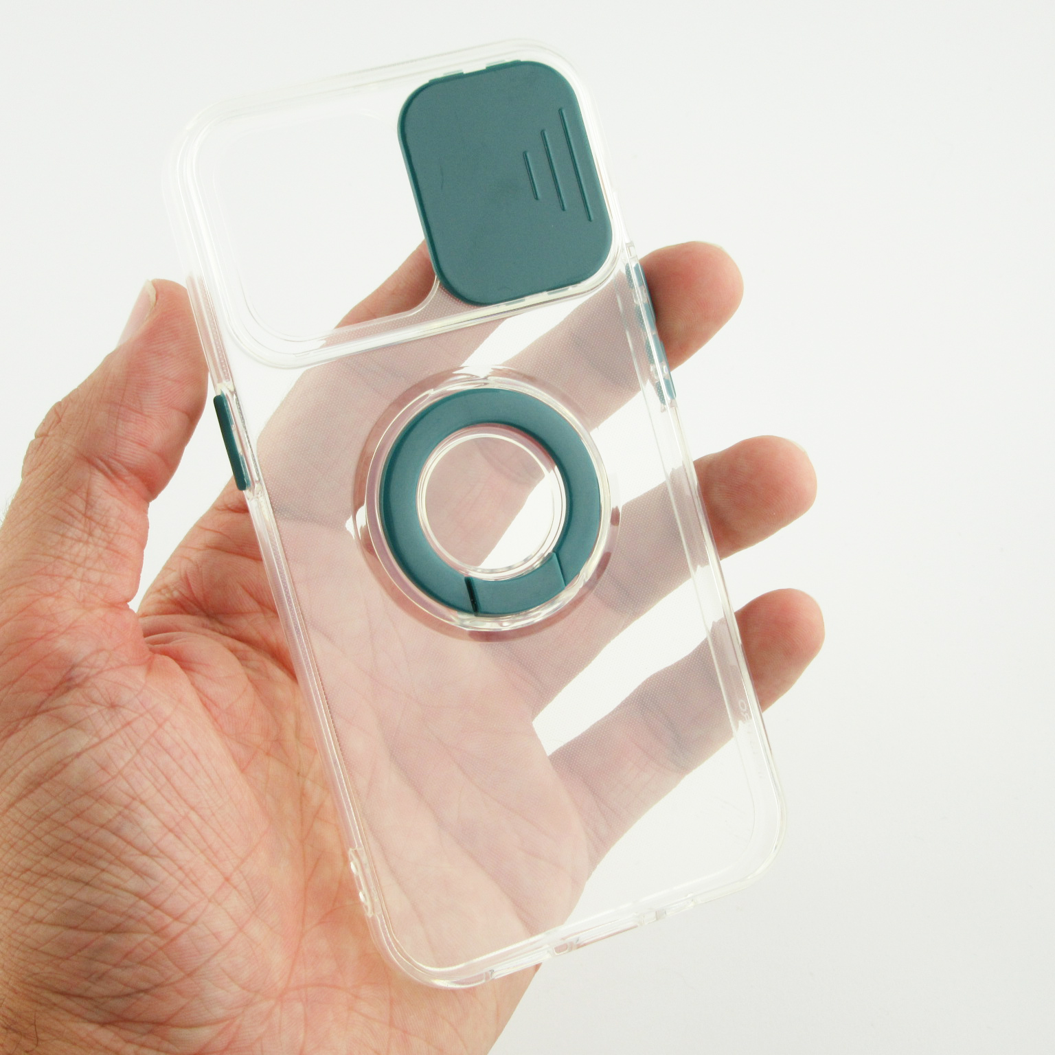 iPhone 14 Pro Case Hülle mit KameraSlider und Ring Dunkelgrün