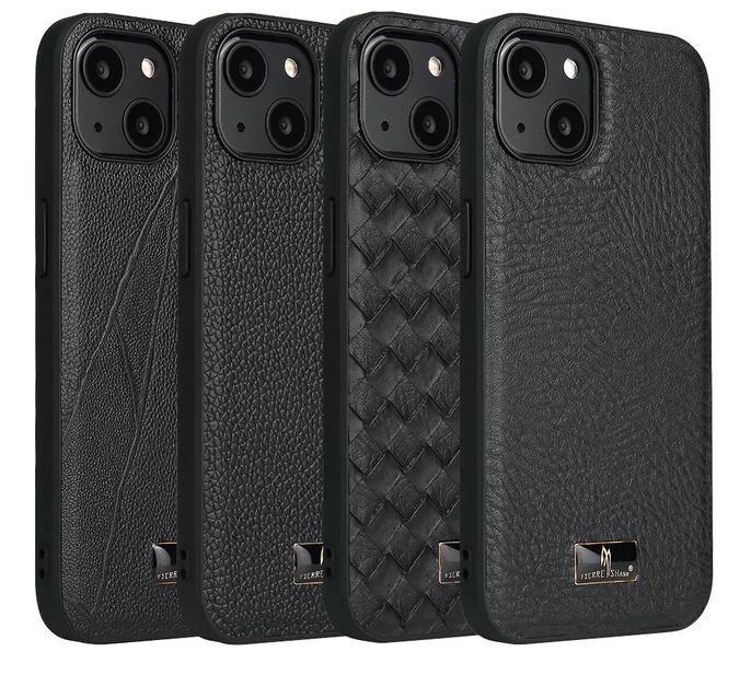 iPhone 13 Pro Max Case Hülle Fierre Shann echtleder Hülle gewoben