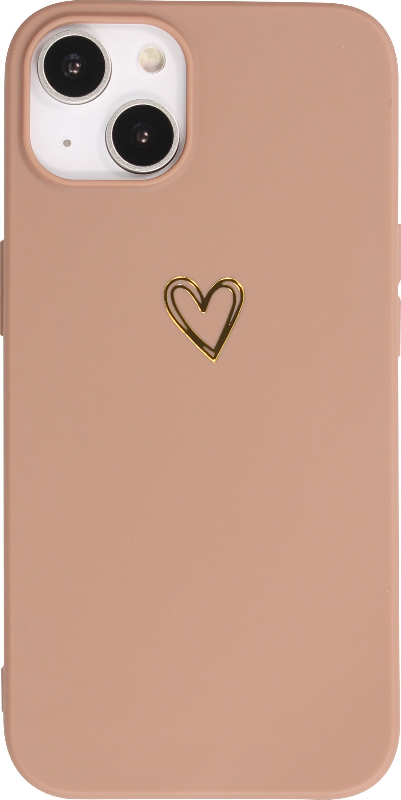 iPhone 13 Case Hlle - Silikon matt Herzdesign gold - Braun - Kaufen auf  PhoneLook