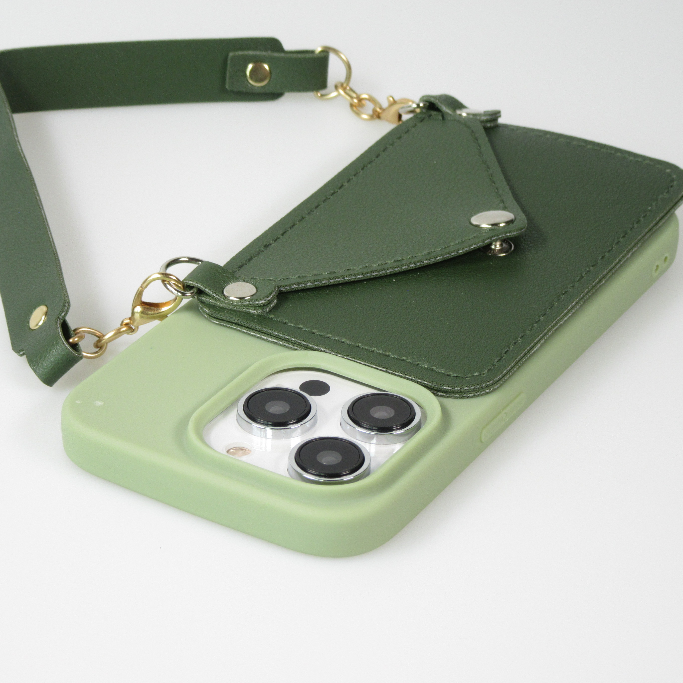 iPhone 14 Pro Max Case Hülle SoftTouchSilikon mit Karten oder Geldfach aus Leder und