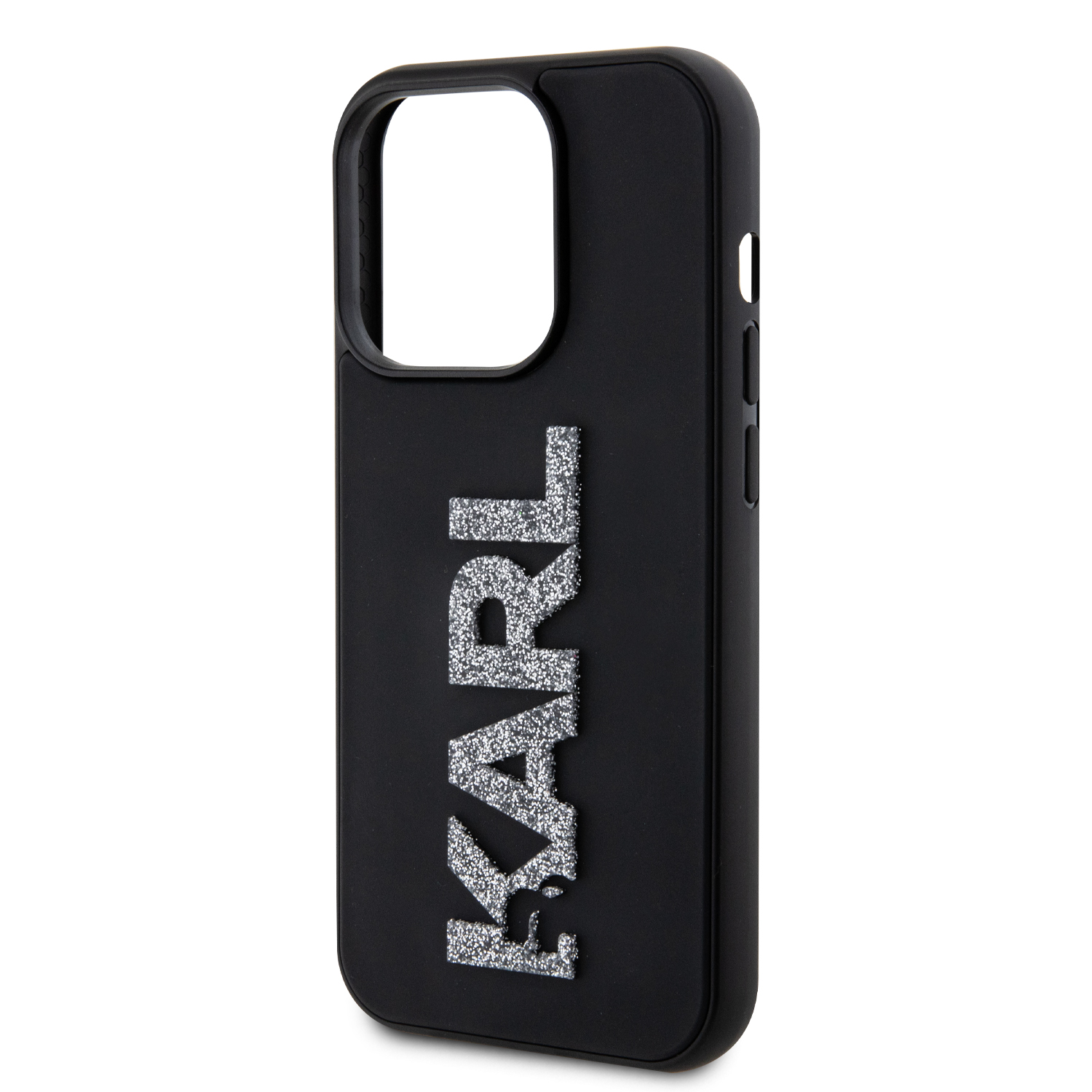 Coque Guess IPhone 15 Pro - Perforée, Logo Métal Pailleté, Noir
