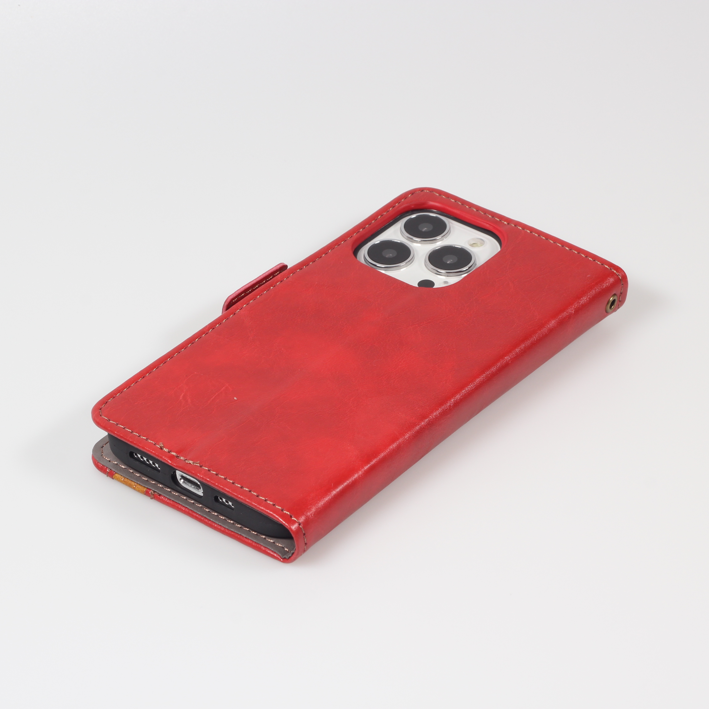 Housse Folio Magnétique En Cuir Pour IPhone 13 (6.1") - Rouge, Générique, Neuve