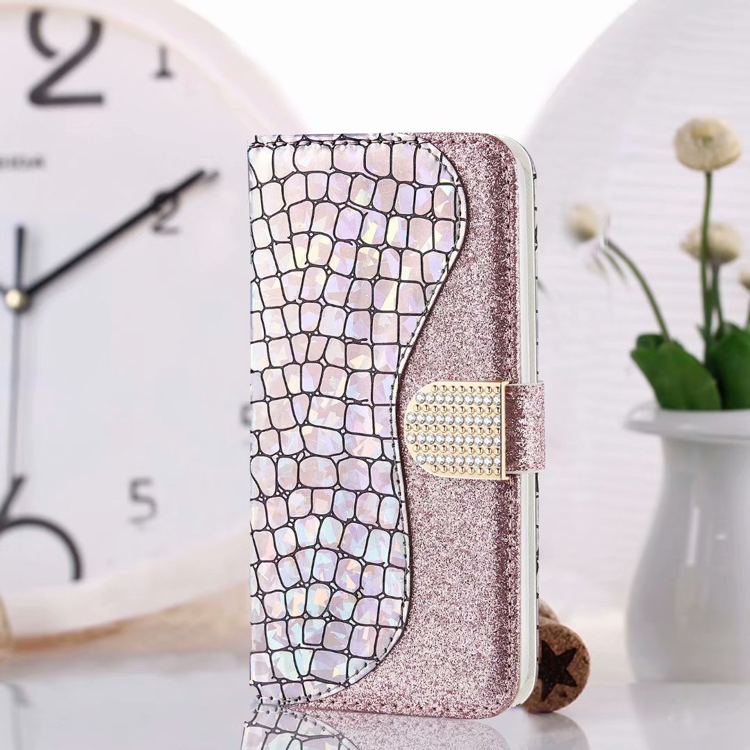 Hülle iPhone 13 mini Flip Croco Strass Rosa Kaufen auf PhoneLook