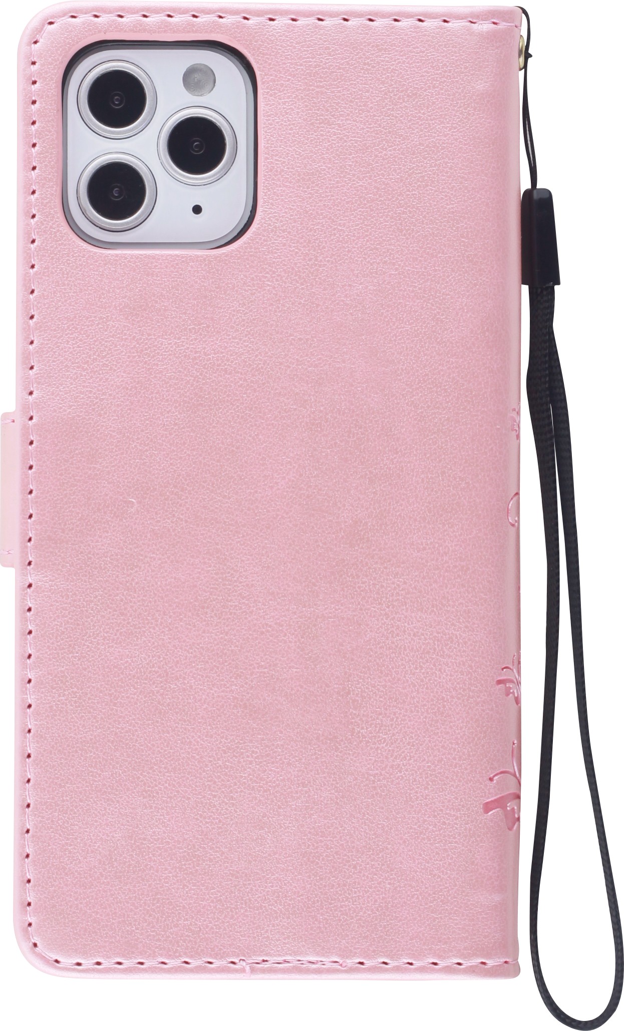 Leder-Hülle Für IPhone 12/12 Pro Mit Schmetterling & Blumen-Motiv – Klappcase Mit Ständer & Kartenfächern (Blau)