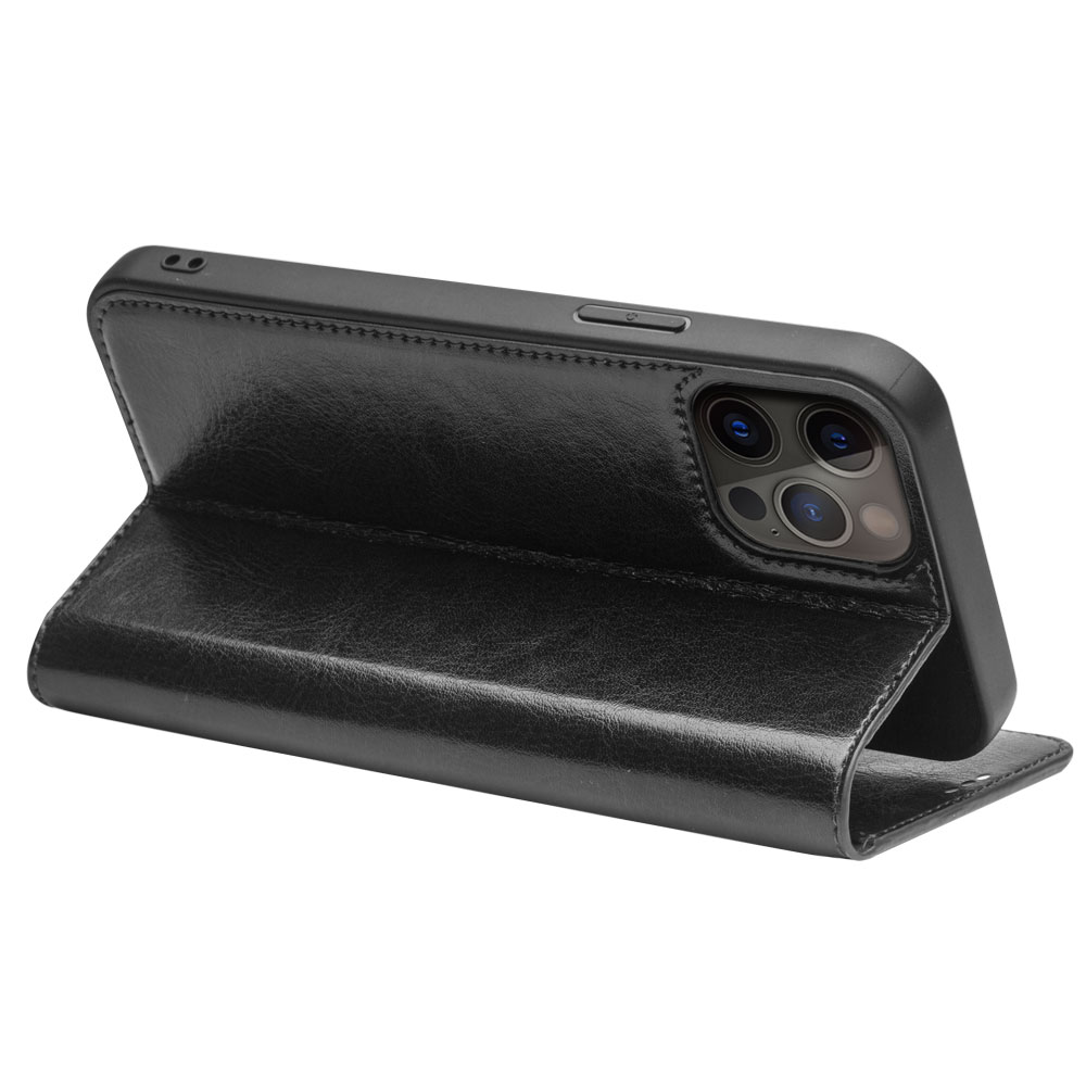iPhone 14 Pro Case Hülle Qialino Flip Echtleder Schwarz Kaufen auf PhoneLook