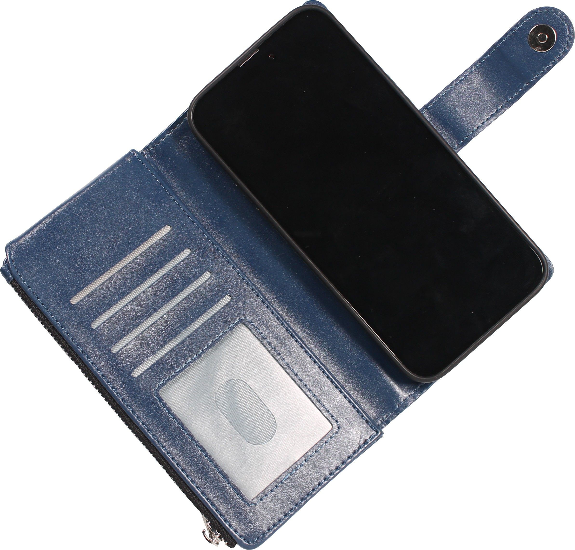 Leder Handyholster Für IPhone 16 Plus (6,7 Zoll) Mit Kartenhalter & Standfunktion - RFID-Schutz, Blau