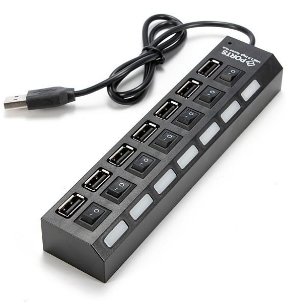 Multiprise USB-A à 7 ports pour PC/portable/adaptateur, avec