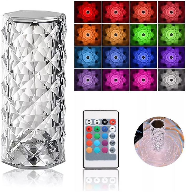 Tragbare kabellose Touch-Stimmungslampe mit Kristalleffekt Mehrfarbige LEDs 16 Farben