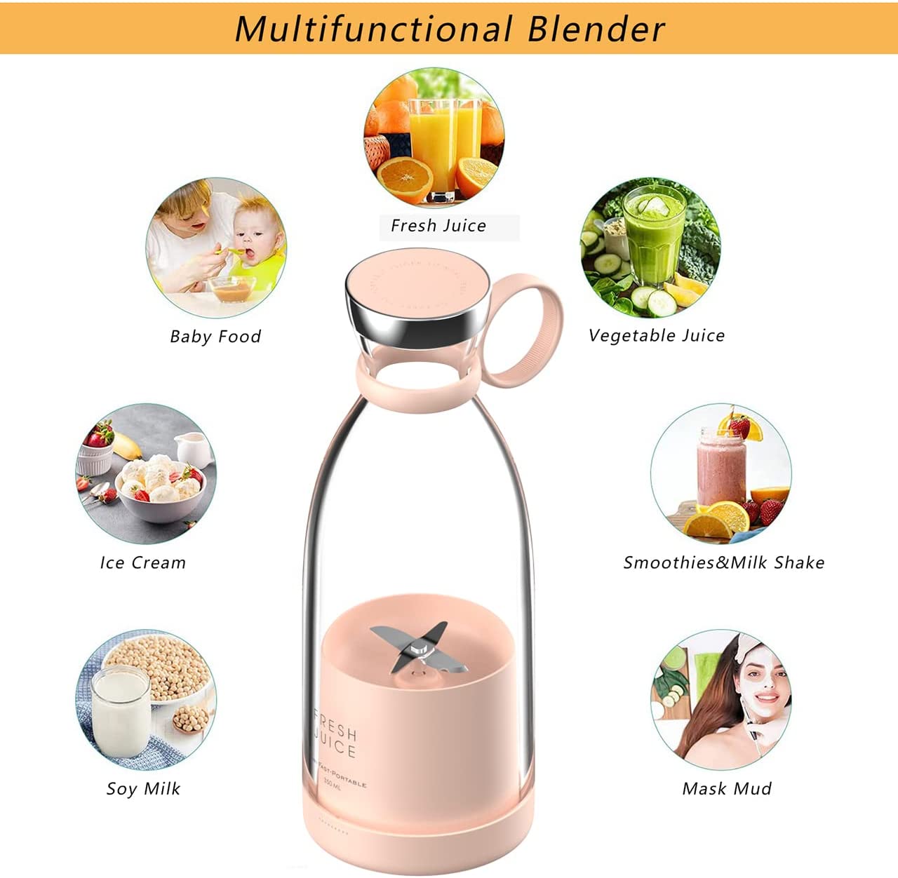 Fresh Juice - Smoothie Maker tragbarer Mixer 350ml portable blender mit