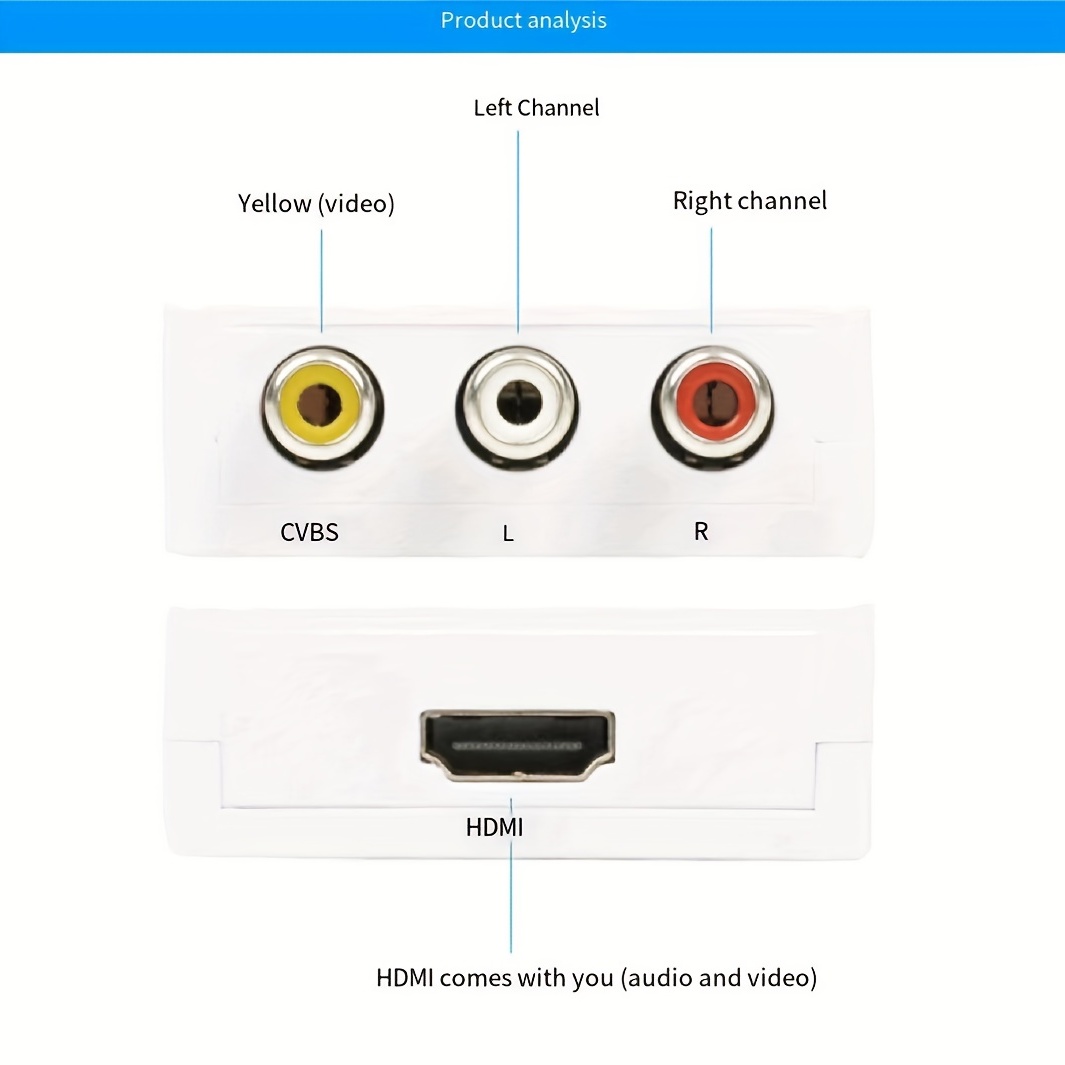 Mini Adaptateur AV to HDMI Noir - Convertisseur Vidéo et Audio