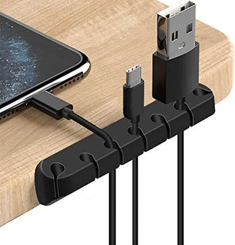 Organisateur de câble 7 canaux Serre-câble en silicone pour table - mur -  bande adhésive - Noir - Acheter sur PhoneLook