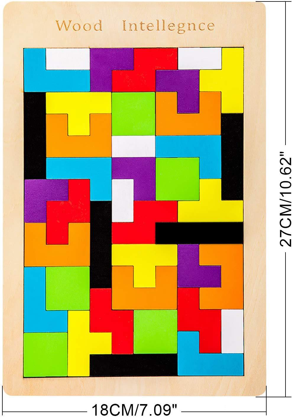 Holz Stapelspiel Tetris, 3D Puzzle Für Kinder Ab 3 Jahre - Montessori Lernspielzeug, Bunte Blöcke