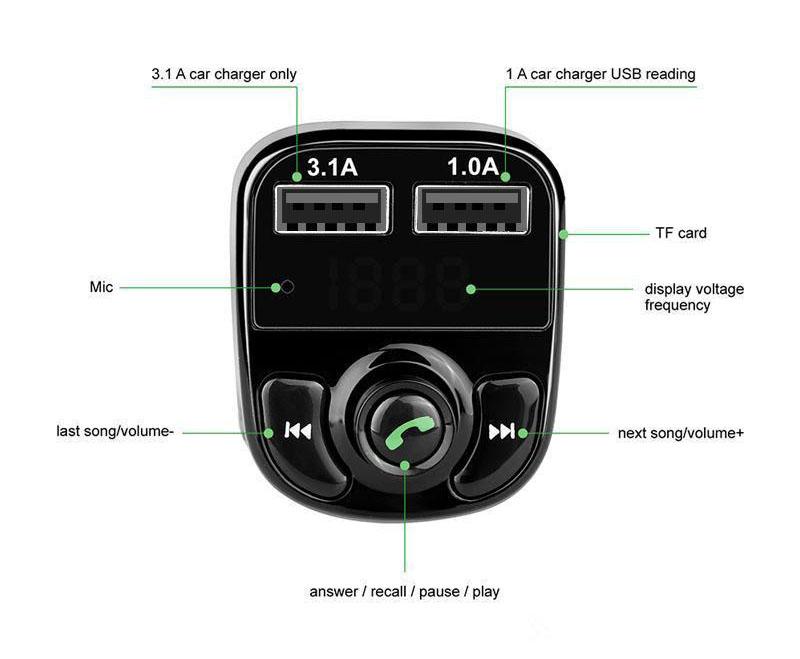 Récepteur Bluetooth X8 - Receiver audio pour voiture MP3 Player