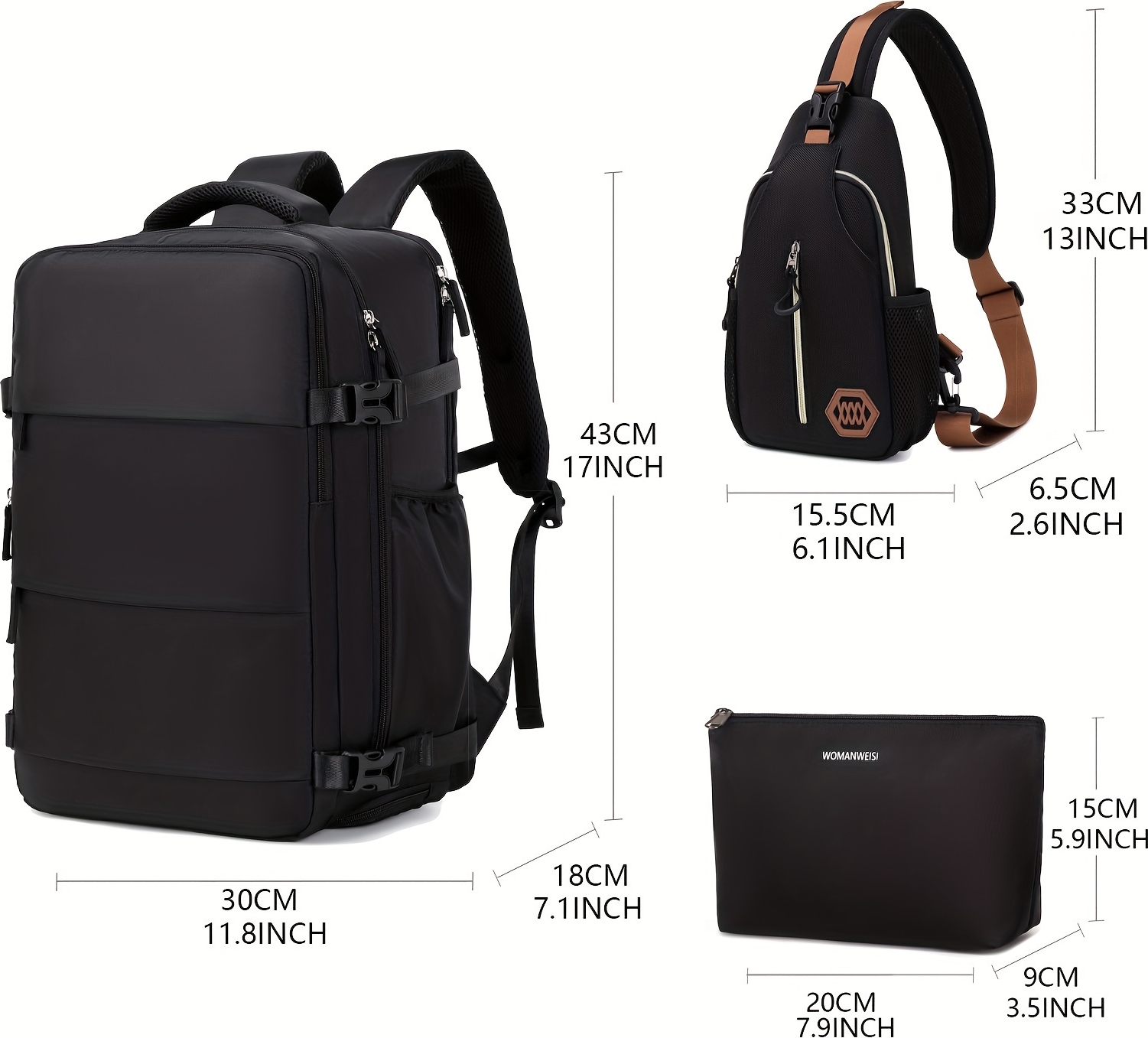 sac à dos voyage femme noir avec recharge USB