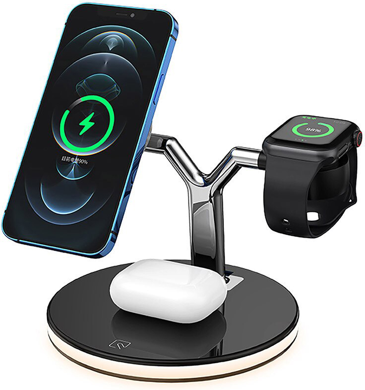 Station de charge Qi MagSafe 25W sans fil wireless 4 en 1 élégante et