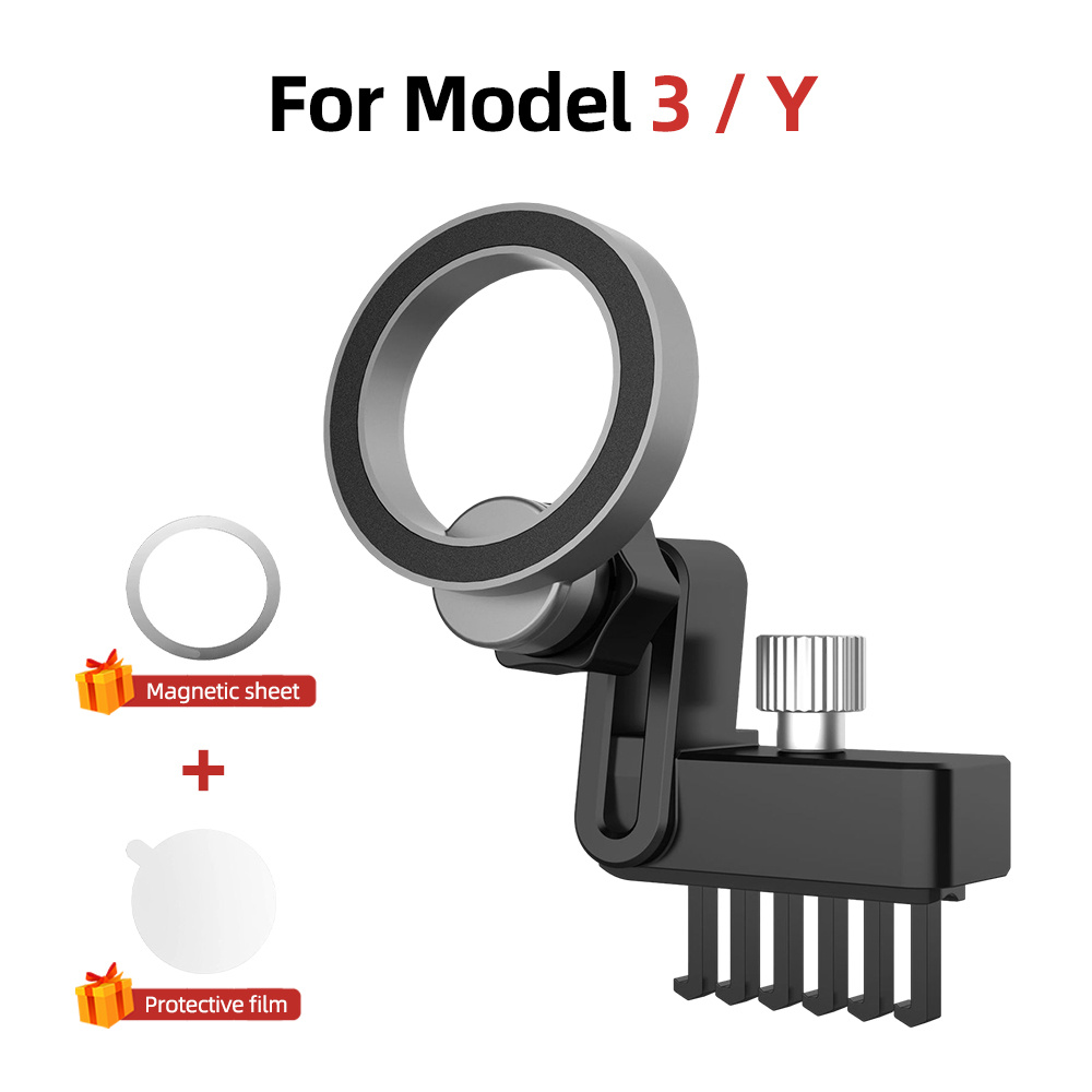 Support Magnétique Téléphone Pour Tesla Model Y (2020-2024) Et Model 3 (2016-2023) - Fixation Grille D'aération, Puissant, Angle Réglable