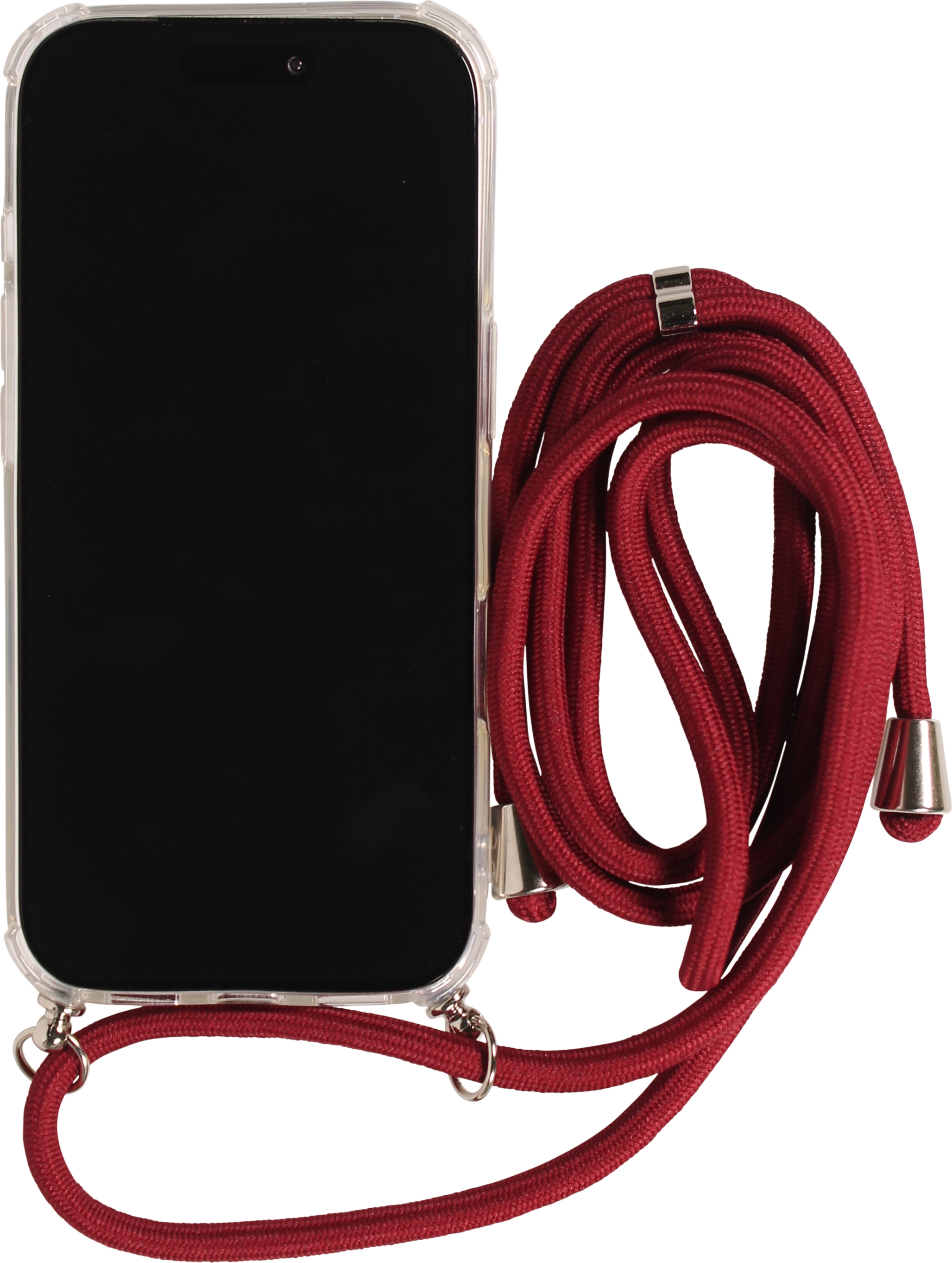 Hülle iPhone 17 Pro Max Gummi transparent mit Seil Rot Kaufen auf
