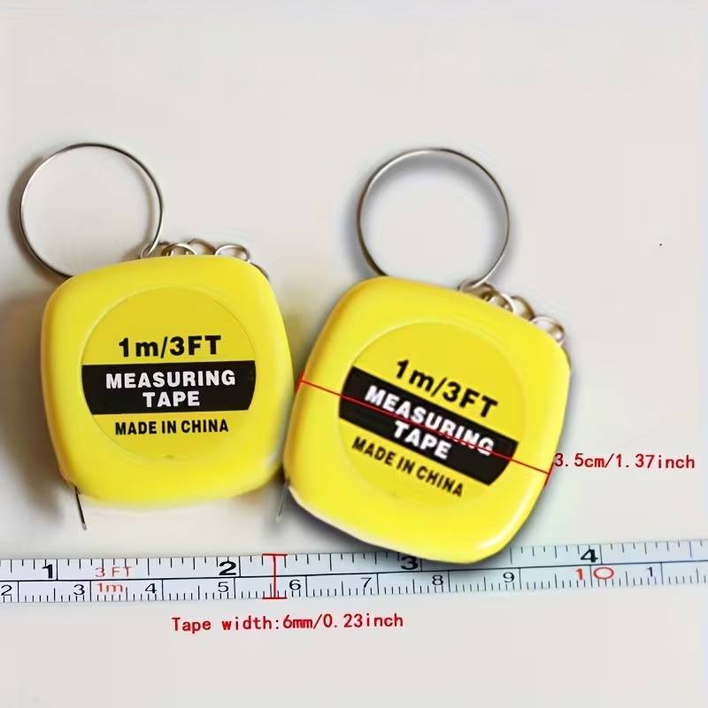 Mini mètre ruban porte-clés rétractable longueur 1m métallique compact ...