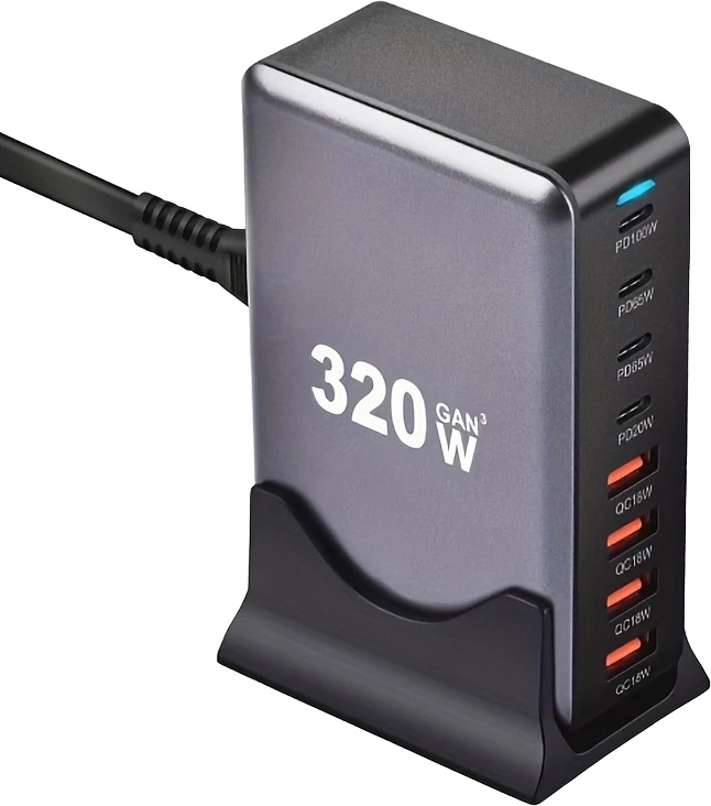 Chargeur Rapide LVSUN 80W – 4 Ports USB-A + 1 Port USB-C PD 3.0, Station De Recharge