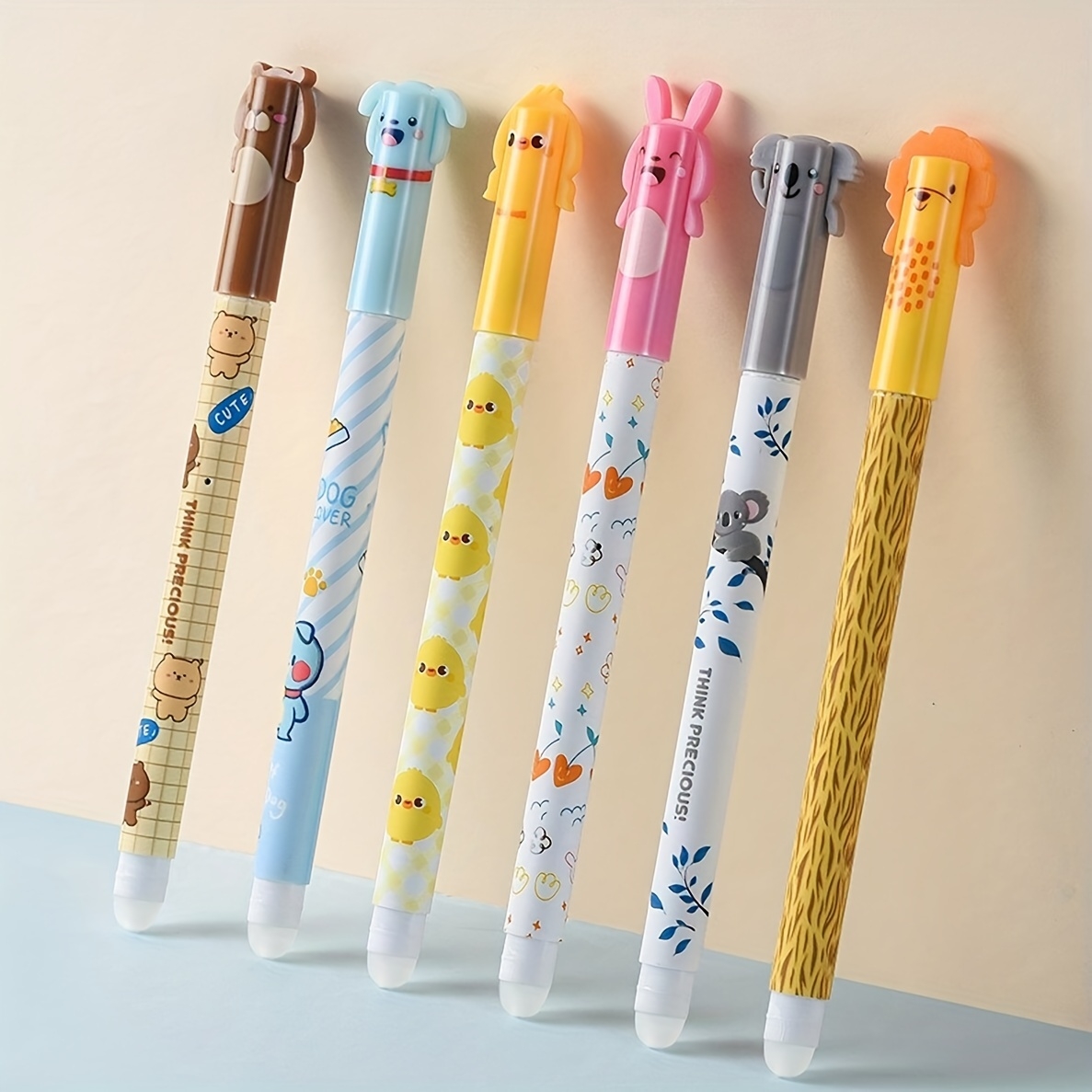 Stylo Gel Effaçable, Stylos Gel Mignon Avec Dessins Animés, Ensemble De